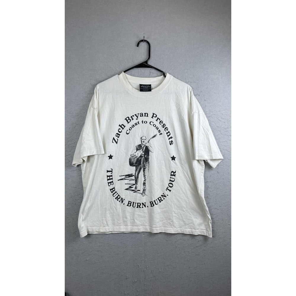 Zach Bryan Shirt Mens X-Large White Burn Burn Burn Tour Coast to Coast Graphic‎